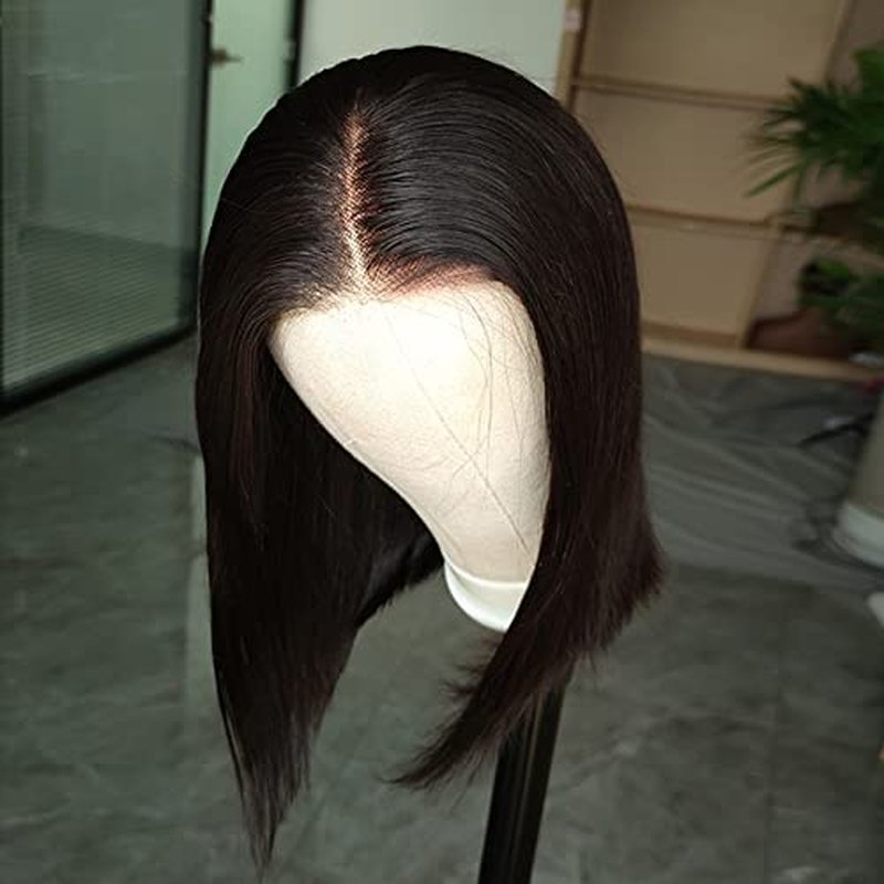 ISEE Hair Glueless Wear and Go Wigs for Beginners Lace Front for Black Women Human Hair Short Straight Bob Human Hair Wigs Lace Pre Cut 14 Inch