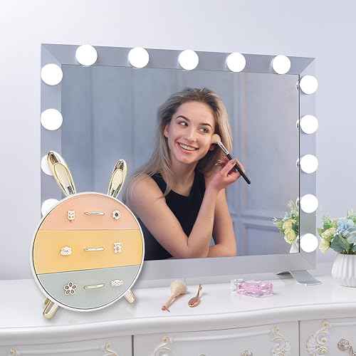 Makeup Organizer and Storage for Perfumes Cosmetics Jewelry,Box for Countertop, skincare Cabinet Storage Bins 3 draws Stackable Vanity Organizer for Dresser and Bathroom Countertop(Golden Ear)