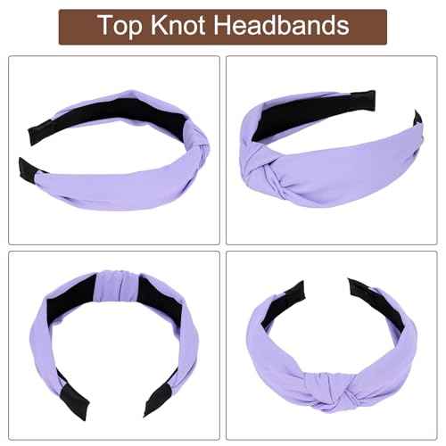 Ondder 6 Pack Top Knot Purple Headbands for Women Cloth Head Bands for Women¡¯s Hair Wide Cute Knotted Headbands for Women Non Slip Fashion Womens Girls Hair Accessories