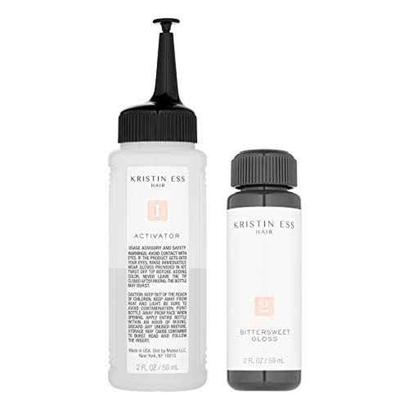 Kristin Ess Dark Brown Hair Dye Gloss Color Treatment in Bittersweet Dark Brunette - 4 Wk Semi Permanent Hair Dye Glaze for Color + Shine - Brightening - Color Depositing Conditioner + Gloss Toner