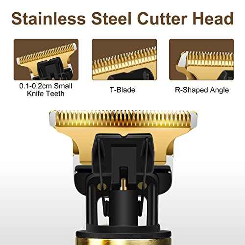 YOGINGO Professional Hair Trimmer for Men, Cordless Rechargeable Beard Trimmer Hair Clippers for Men, Metal Body Cutting Grooming Kit, Beard Shaver Barbershop, Bronze