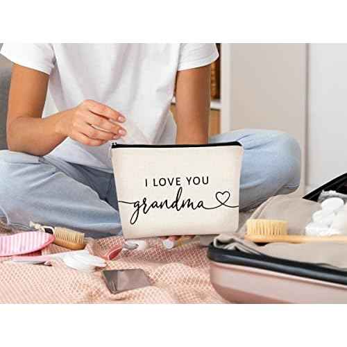 Grandma Gifts,Gifts for Grandma Makeup Bag, Grandma Christmas Gifts, I Love You Grandma, Best Grandma Gifts Cosmetic Bag,Grandparents Gifts Fom Grandkids,Brithday Gifts for Grandma