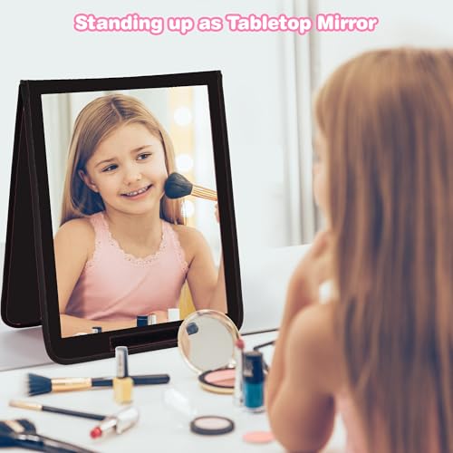 LPHUMEX Foldable Portable Full Length Mirror for Camping, Travel, Dancers, 32x13 Inch, Black, Hanging Folding Mirror for Dance, Full Body Travel Mirror