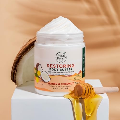 Petal Fresh Pure, Restoring Body Butter, Heals, Repairs & Protects Skin with Honey & Coconut Oil, 8 Fl oz