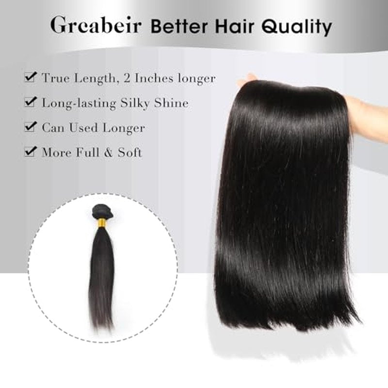 12A Human Hair Bundles 3 Straight Bundles Human Hair 24 26 28 Inch 100% Unprocessed 12A Brazilian Virgin Hair Weave Straight Human Hair Extensions Quick Weave Hair Bundles For Women