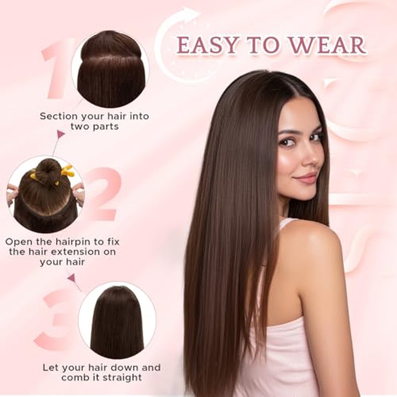 One Piece Clip in Hair Extensions 100% Real Human Hair 3/4 Full Head Hair with Upgraded V-Shaped Weft 5 Clips in Hair Extensions for Women, £¨18 Inch, #12P613 Golden Brown mixed Bleach Blonde£©
