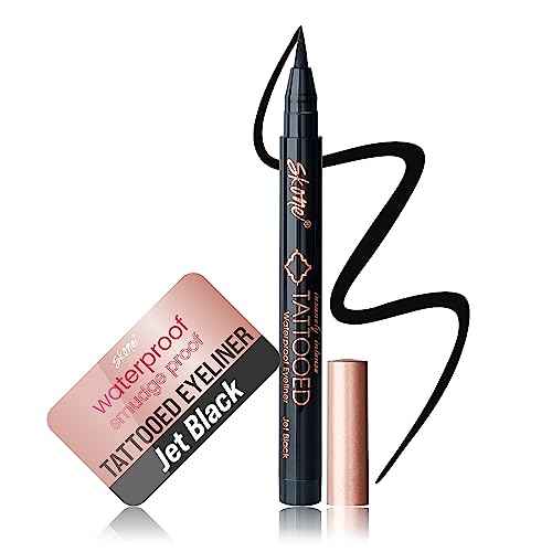 Skone Waterproof Liquid Eyeliner - Long Lasting & Smudge Proof - Insanely Intense Tattooed Eyeliner Pen with Felt Tip Applicator - Jet Black (0.07oz)