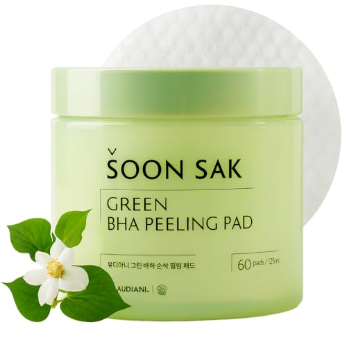 BEAUDIANI Green BHA soon sak peeling pad, 60pads, facial peel, Korean toner pads, exfoliator, pore tightening, soothing & hydrating, skincare pads, chemical peel, fruits extract