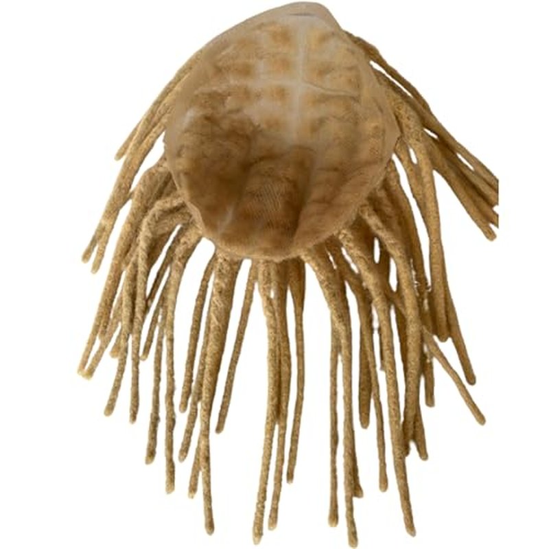 8inch Transparent Full Lace Base Afro Dreadlock Extensions Toupee For Men and Women, 0.6cm Loc Extensions Human Hair Dreadlock 10x8inch #613 Blonde Color