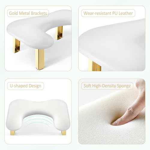 Nail Arm Rest, Arm Rest for Nails Tech, PU Leather Nail Tech Arm Rest, U-Shaped Hand Rest for Nails Tech, Foldable Manicure Hand Rests for Foot Hand Rest, White