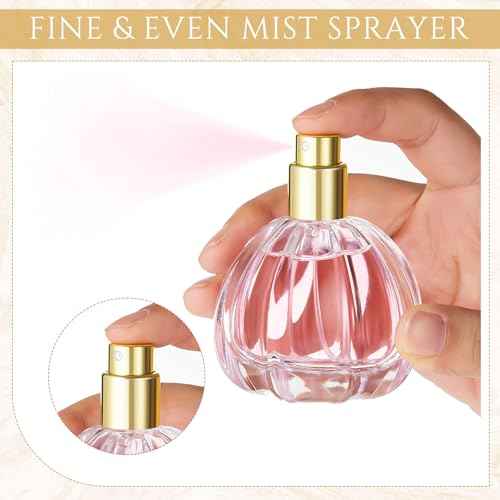 12 Pack 50ml/1.7oz Pumpkin Shape Portable Spray Perfume Bottle Empty Glass Refillable Perfume Atomizer Pumpkin Shape Antique Bottles with Refill Tool for Travel Home Decor