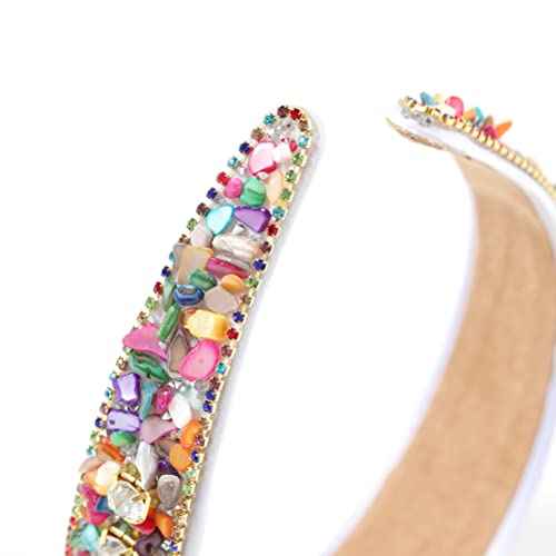 Rhinestone Women Headband Sparkle Diamond Crystal Headband Padded Wide Hairband Glitter Hair Accessories for Women Girls Rainbow