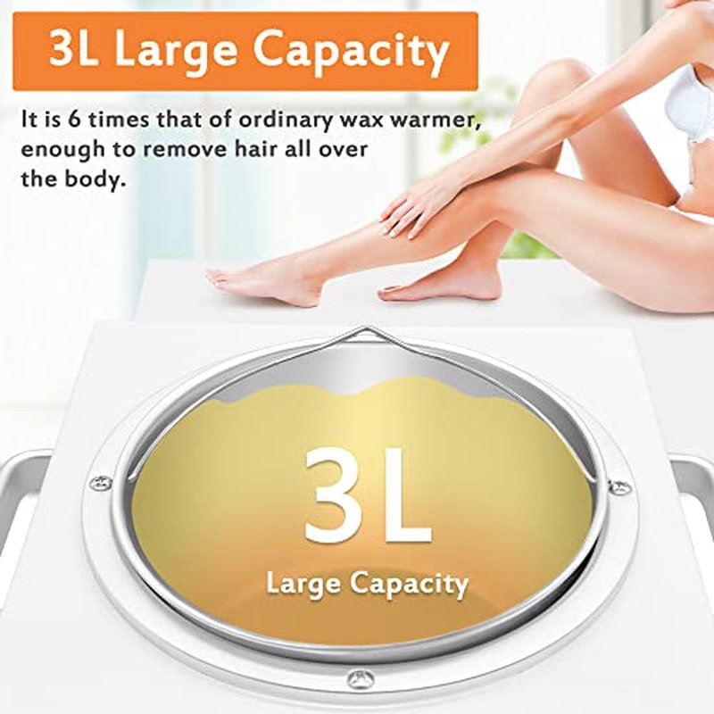 Large Single Wax Warmer Professional 3L Electric Wax Heater Machine Hold 5.5 Lbs Wax for Hair Removal, Large Wax Pot Paraffin Facial Skin Body SPA Salon Equipment with 100 Wax Sticks