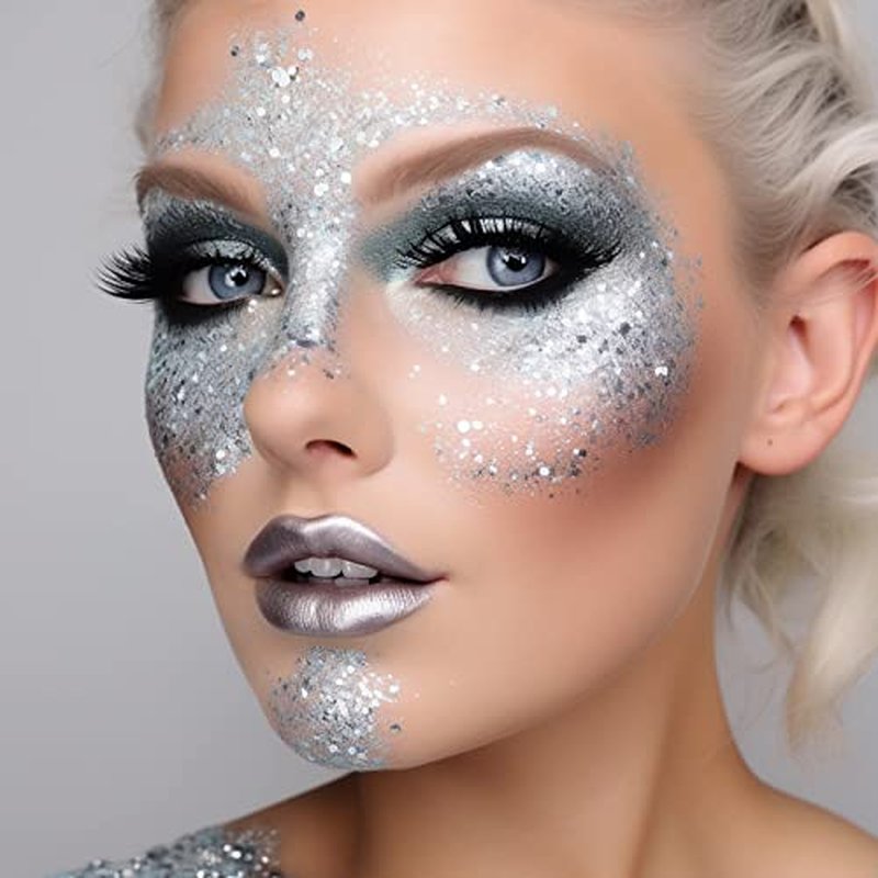 BOBISUKA Silver Face Paint Stick, Waterproof Metallic Silver Full Body Paint Sticks, Blendable Painting Kit for Halloween Makeup SFX Cosplay Special Effects Parties Cosplay Costume Stage