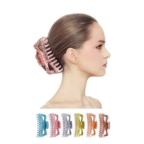 Extra Large Claw Clips for Thick Hair, 6.3 Inch Strong Hold Matte Jumbo Accessories for Women Long Curly Hair Cute Nonslip French Giant Big Jaw Clip (Red Pink Blue Black Brown Yellow)