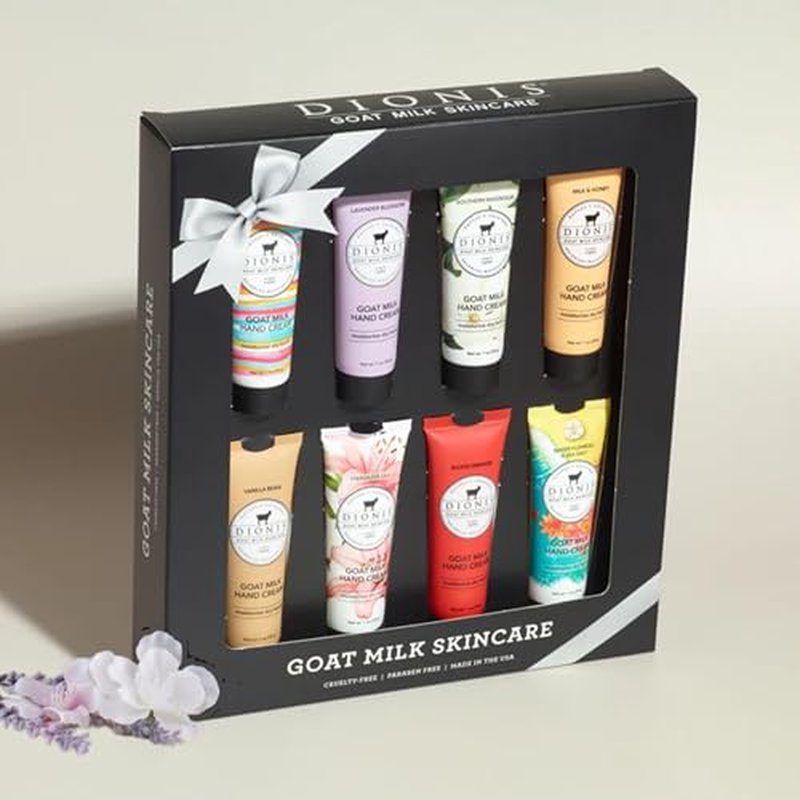 Dionis Goat Milk Skincare 8 Piece Hand Cream Gift Sets - Assorted Scented Travel Size Hand Creams In a Gift Box - Mini Hand Lotion Self Care, Cruelty Free Lotion For Dry Skin, Expanded Hand Cream 2025