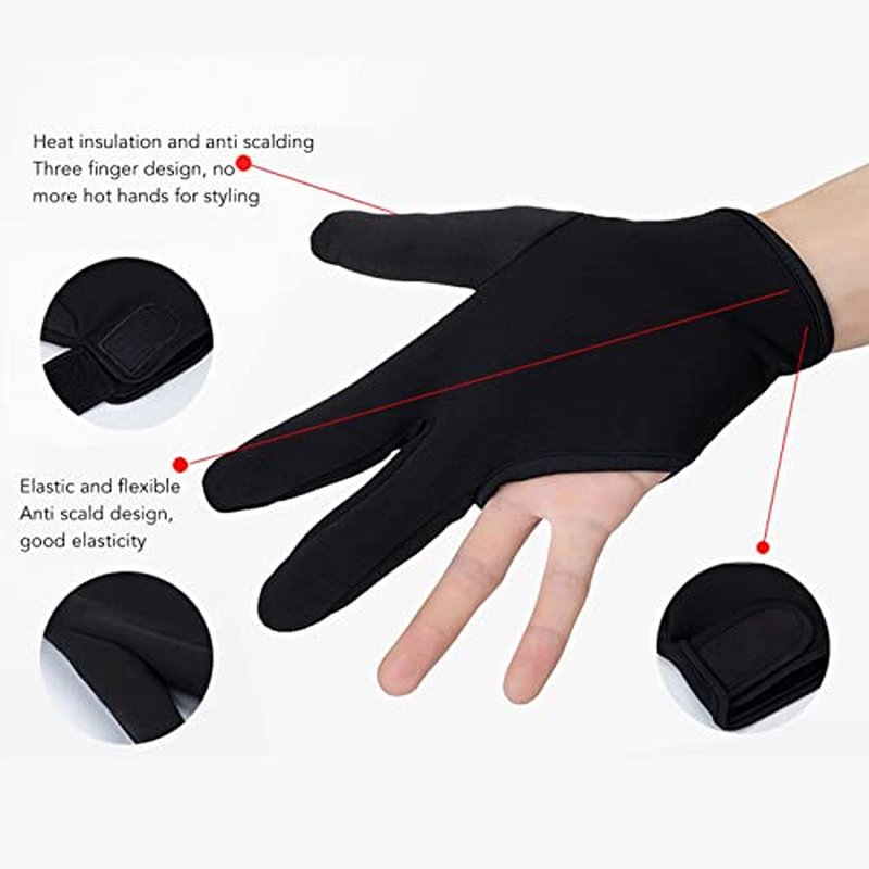 LIZEALUCKY 2pcs Barber Glove Gloves Finger Cover, Three Fingers Gloves Insulated Gloves, Barber Straightening Splint Styling Heat Protector Glove for Barbe