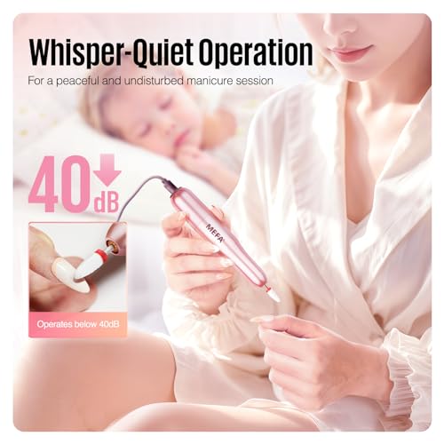 MEFA Nail Drill, Portable Electric Nail Drill with 6PCS Nail Drill Bits and Cuticle Oil Pen, Professional Nail File for Acrylic Gel Dip Powder, Manicure Pedicure Nail Set Efile Nail Drill for Salon