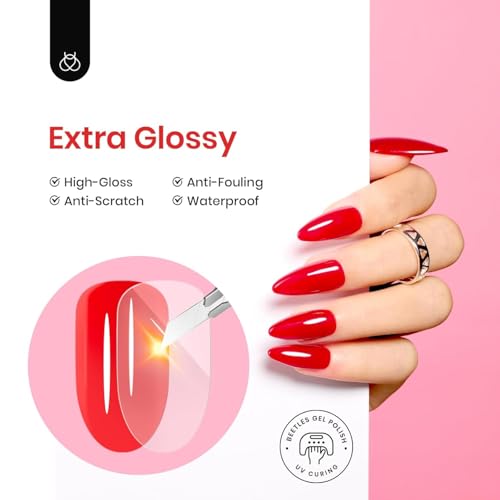 Beetles Extra Glossy Gel Top Coat - 15ml Clear Glossy No Wipe Top Coat Gel Nail Polish High Shine Long Lasting Nail Surface Protection Manicure Winter Nail Gifts for Women