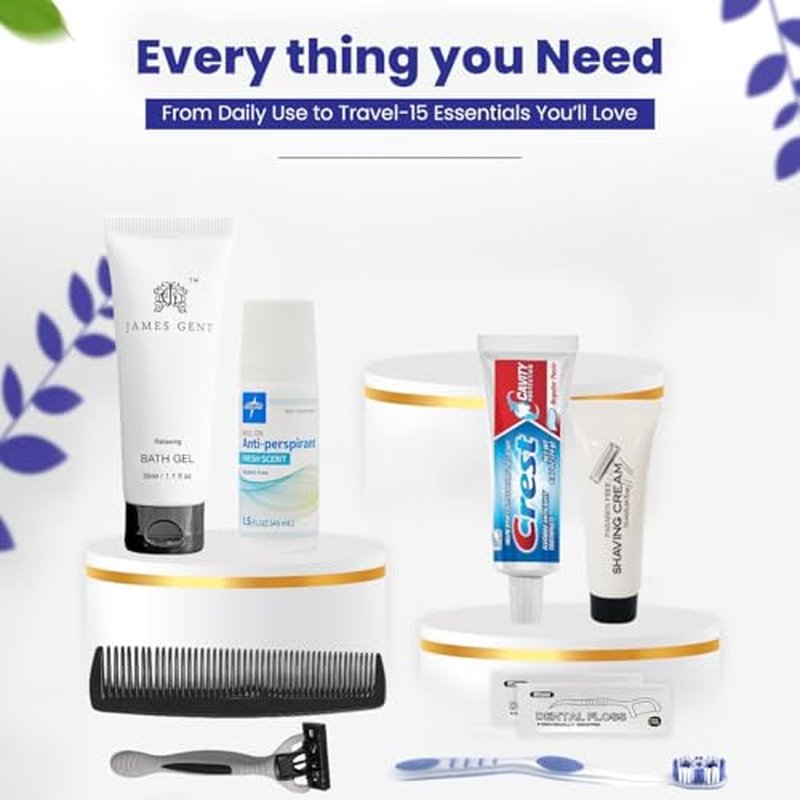 Trektote Travel Toiletry Kit For Men And Women ? 10 Piece Set of Travel Size Toiletries, TSA Compliant, Includes Body Wash, Deodorant, Shaving Cream And Razor, Oral Care, Reusable Toiletry Bag & More