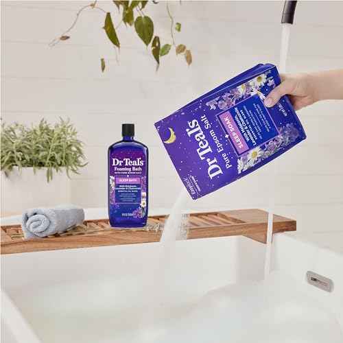 Dr Teal's Pure Epsom Magnesium Salt Soak, Sleep Blend with Melatonin, Lavender & Essential Oils, 3 lb (Pack of 4)