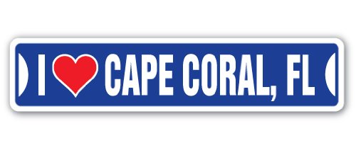 I Love Cape Coral, Florida Street Sign fl City State us Wall Road décor Gift