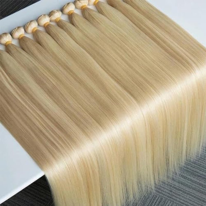 613 Blonde 3 Bundles Human Hair Straight 613 Human Hair 3 Bundles Double Weft 613 Blonde 100% 12A Unprocessed Virgin Human Hair 16 16 16 inch11oz/Pak
