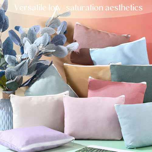 20 Pcs Morandi Makeup Bags Bulk for Women Blank DIY Cosmetic Bag Plain Pencil Pouch with Zipper for Travel Toiletry Wedding Teacher Women Business Beach