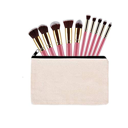 10 PCS Canvas Makeup Bag Cosmetic Pouch Blank Zipper Bag-9.1 ¡¿ 5.9 inch