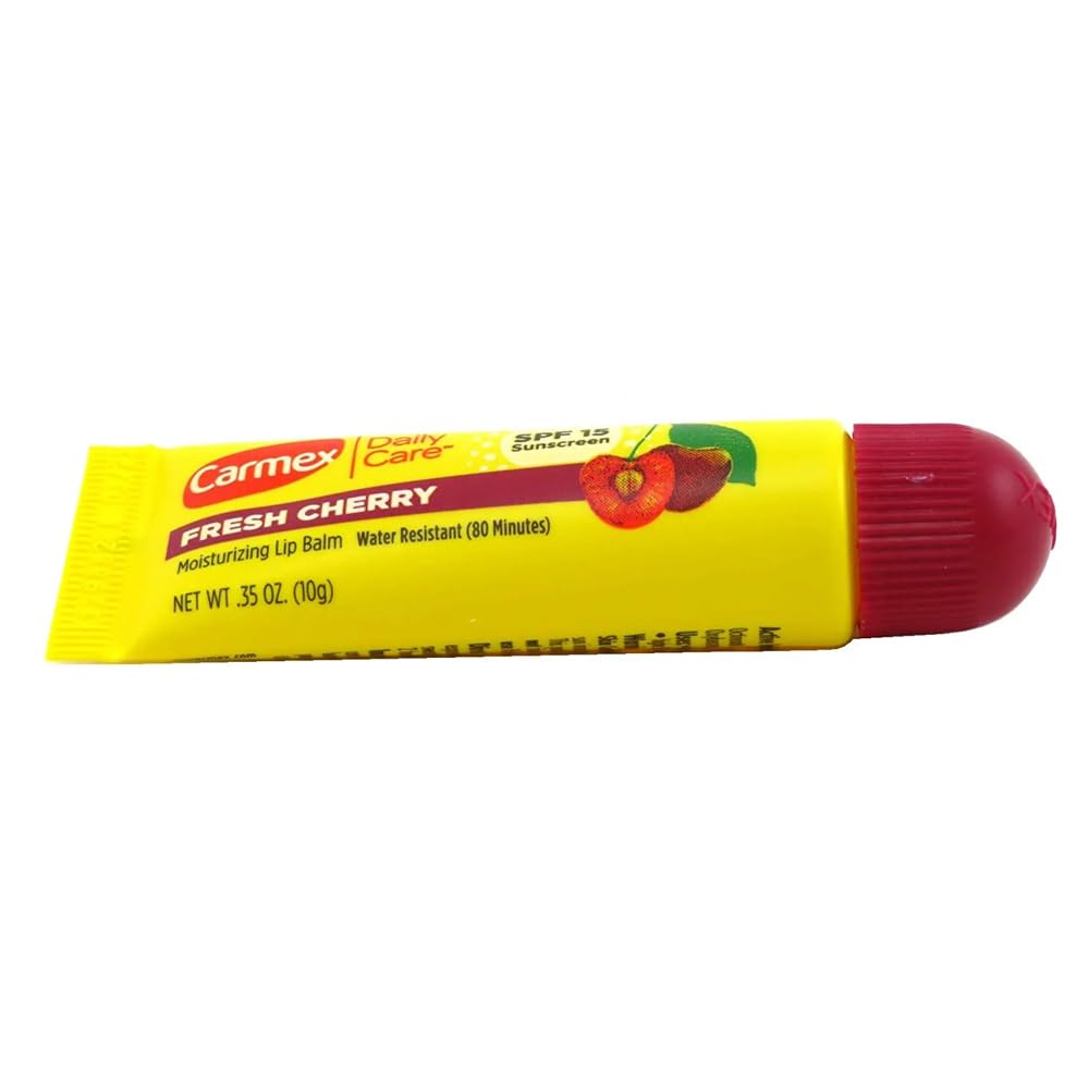 Carmex Lip Balm Tube Fresh Cherry SPF#15 0.35 Ounce (12 Pack)