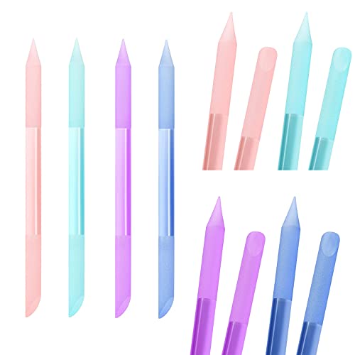 4Pcs Glass Cuticle Pusher, heemeei Dual-Ended Manicure Stick, Crystal Cuticle Pusher Glass File, Professional Precision Filing Cuticle Remover, Manicure Pedicure Tools for Nails and Cuticles Care¡¦