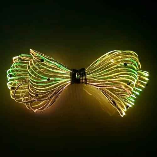 LED Bow Hair Clips 7 Colors Light up Hair Accessories Rhinestone Rave Clips Cute Headpiece Glow Hair Barrettes for Women