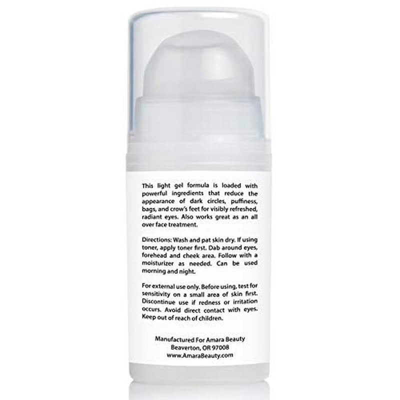 Amara Beauty Eye Cream Gel for Dark Circles and Puffiness with Peptides & Hyaluronic Acid, 0.5 fl. oz.