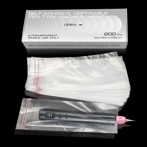 200Pcs PMU Pen Machine Covers Sleeves Tattoo Machine Protect Film Bag Disposable for Tattoo Cartridge Machine Gun Grips, Derma pen Microneedling (Clear)