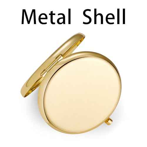 Compact Mirror, Pocket Travel Makeup Mirror for Purse, Metal Round Shell, 2-Sided 1X/2X Magnifying, Portable, Folding, Handheld, Gold, 12 Pack