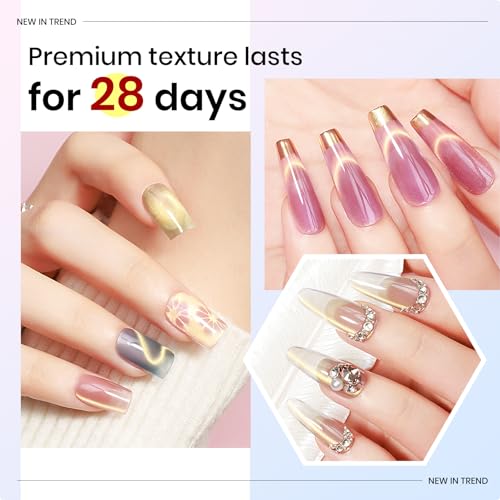 MIZHSE Cat Eye Gel Nail Polish Set, 6 Colors Dawn Ceramic Magnetic Gel Polish with Magnet Stick, Trendy Salon French Nail Polish Kit DIY at Home Gift Set for Women