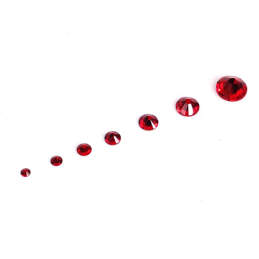 Swarovski Crystal Flatback Rhinestones - LIGHT SIAM Red 144 Pcs Mixed Sizes (SS5-SS30) for Nail Art