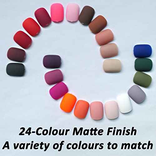 LoveOurHome 576pc Round Square Press on Nails Short Fake Nails Matte Acrylic Nails Press ons Nail XS Short Sqroval False Nails Kit Presson Artificial Fingernails for Women Girls Kids