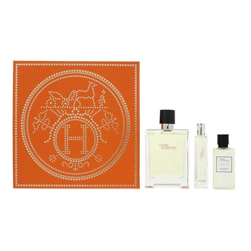 Hermes Men's Terre D'Hermes Gift Set (Eau de Toilette 3.3 Fl oz + Shower Gel 1.35 Fl oz + Eau de Toilette 0.5 Fl oz)