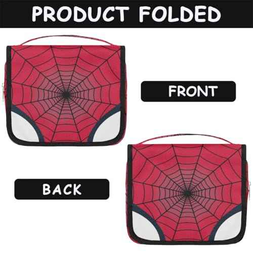 Kids Hanging Toiletry Bag for Boys - Waterproof Makeup Cosmetic Dopp Kit Spider Web Shaving Bags for Travel Picnic Camping