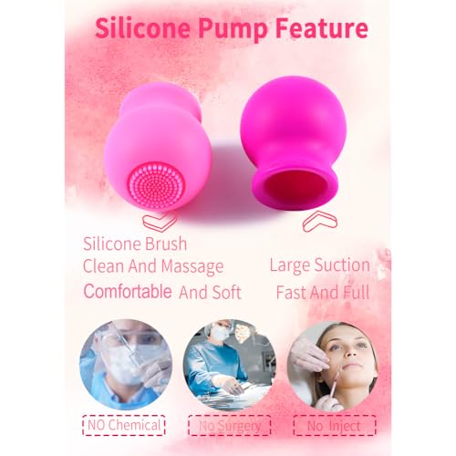 Lip Plumper Device With Face Clean Massage Brush Soft Lip Plumping Quickly Natural Pout Mouth Plumping Tool Beauty Pump Sexy Lip Bigger Mouth Lips Enhancer Lip Plumper Tool (Purple)