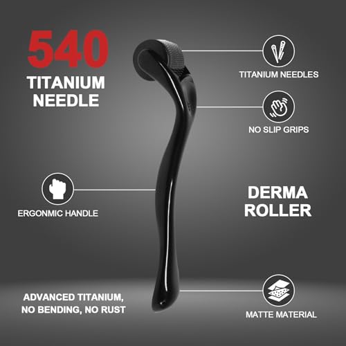 540 Titanium Derma Roller - Microneedle Micro Needle Roller for Men and Women Home Use - Microneedling Microneedle Skin Care Tool B10