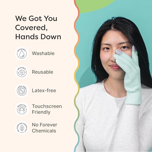 ZenToes Moisturizing Gloves for Dry Hands, Gel Infused with Jojoba Seed Oil, Olive Oil and Vitamin E, Overnight Hand Moisturizer (OSFM, Fuzzy Mint Green with Media Tips)