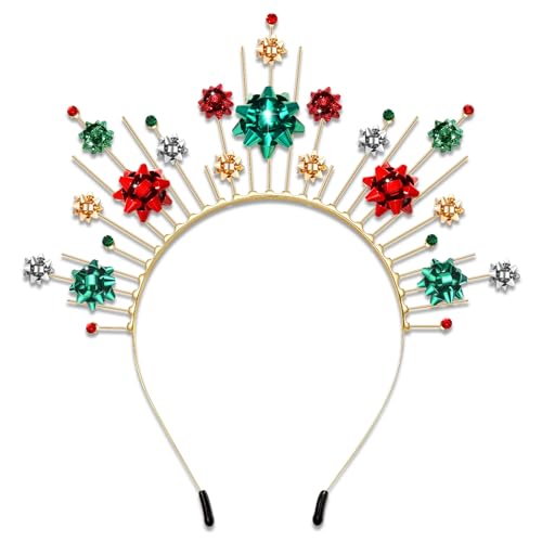 mokkia Christmas Headband for Women Snowflake Headbands Halo Crown Christmas Accessories Outfits Decorations Ugly Sweater Costume Party Favors Decors Holiday Gifts (Pattern A)