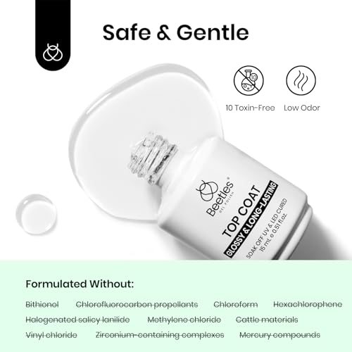 Beetles 2Pcs 15ml Gel Base and Top Coat Set - Upgrade No Wipe Extra Glossy Top Coat Finish for Gel Nail Polish, Soak Off UV/LED Lamp Needed, Essentials for Long-Lasting Manicure Halloween Kit