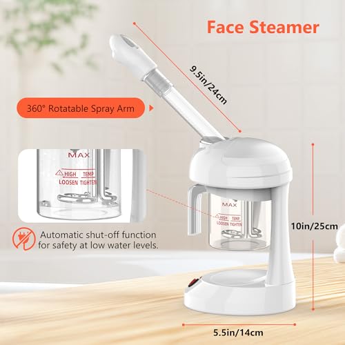 Ozone Facial Steamer - TASALON Face Steamer for Facial Deep Cleaning, Portable Facial Steamer with Removable Water Cup, Nano Ionic Face Steamer for Home Salon Spa or Personal Care