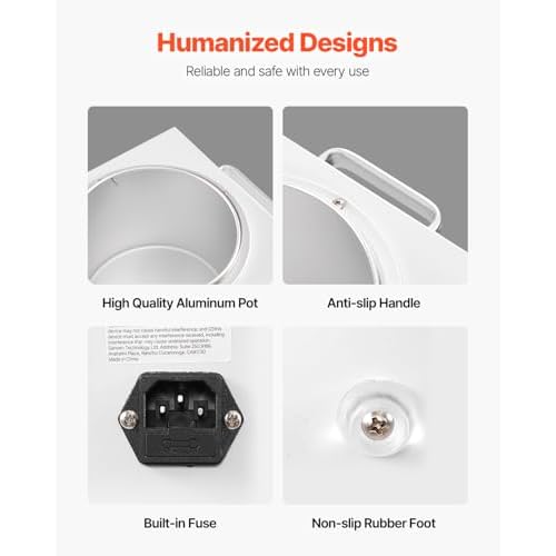 VEVOR Single Pot Wax Warmer, 3000ML 300W Professional Wax Warmer for Hair Removal, 32 ¢µ - 212¢µ Adjustable Electric Waxing Heater with 100PCS Waxing Sticks for Home Use, Beauty Salon, Spa