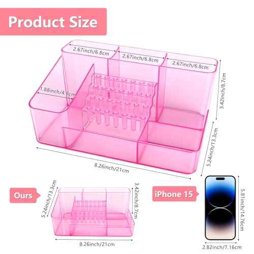 Nail Drill Holder & 28 Holes Nail Drill Bits Holder, Transparent Acrylic Nail Drill Machine Storage Box, Professional Nail Drill Organizer Case for Manicure tools (Pink)