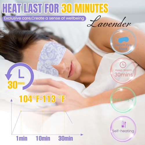 XPCARE 16 Pack Steam Eye Masks for Dry Eyes, Heated Eye Mask Warm Compress for Eyes,Disposable Heated Eye Mask for Dark Circles, Puffy Eyes, Relief Stress Eye Fatigue£¨Lavender£©