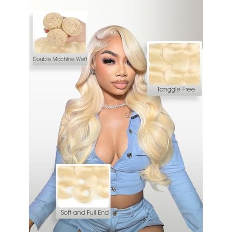 613 Blonde Body Wave Bundles Human Hair 26 Inch 613 Bundle 100% Unprocessed 12A Grade Brazilian Virgin Hair Bundles 1 Single Bundle Human Hair 613 Blonde Bundle
